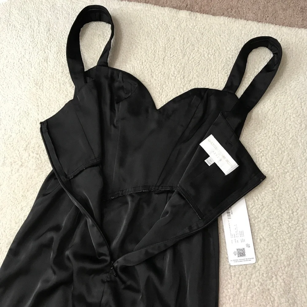 Christian Siriano Azazie Black Bustier Maxi Dress Satin Sweetheart Size 4 - Picture 16 of 16